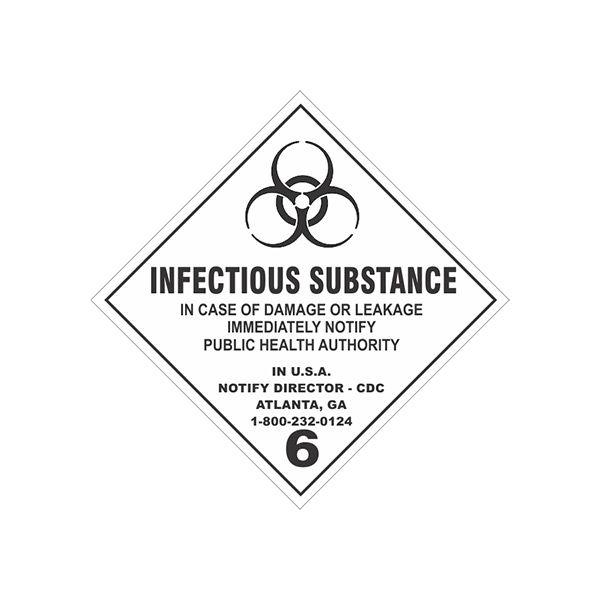Infectious Substance With Damage And Leakage Instructions - Class 6 Placard, Magnetic, 10.75