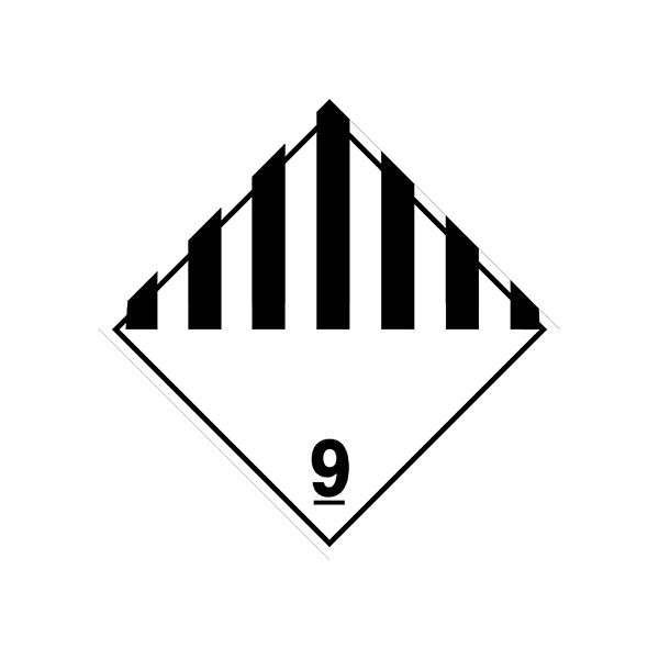 Miscellaneous Dangerous Goods Black Striped - Class 9 Placard, Cardstock, 10.75