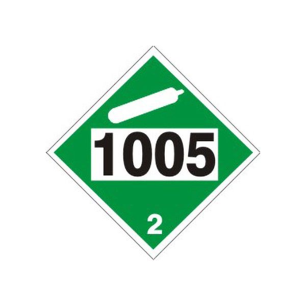 DOT Placard: 1005 Ammonia , Anhydrous - Class 2 Dot Placard sign, Adhesive Vinyl, 10.75
