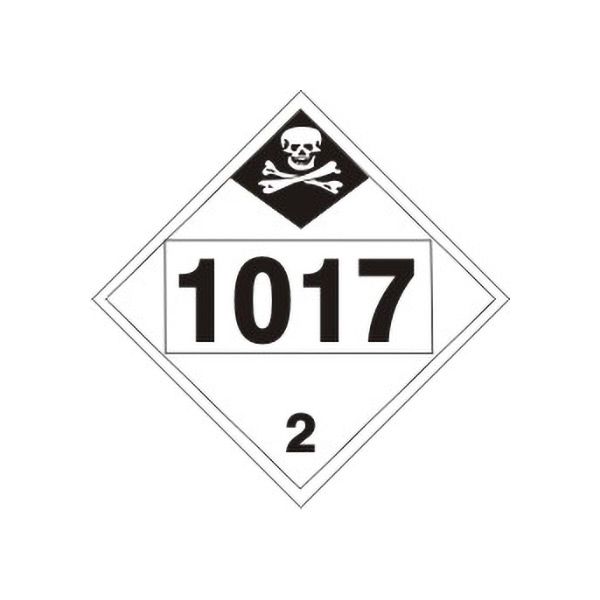 DOT Placard: 1017 Chlorine Inhalation Hazard - Class 2 Dot Placard sign, Adhesive Vinyl, 10.75