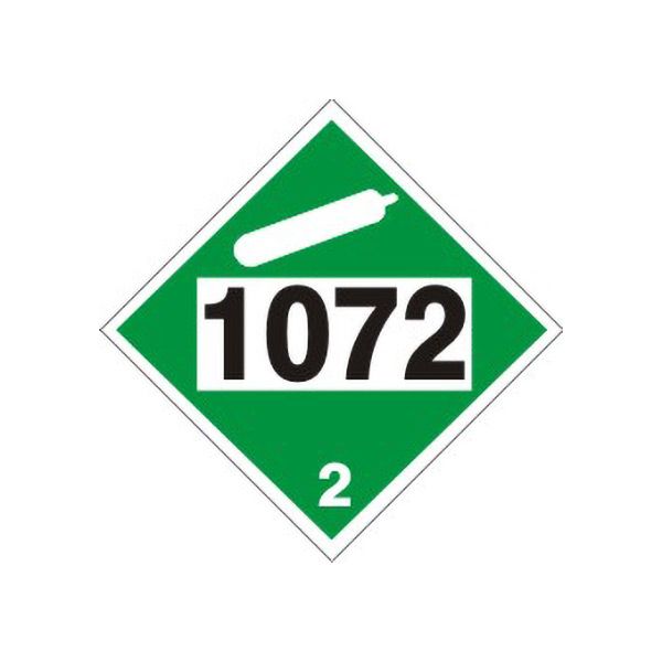 DOT Placard: 1072 Oxygen Compressed Non-Flammable Gas - Class 2 Dot Placard sign, Adhesive Vinyl, 10.75