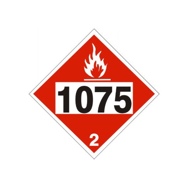 DOT Placard: 1075  Butane  Lpg Liquified Petroleum Gas  Propane - Class 2 Dot Placard sign, Adhesive Vinyl, 10.75
