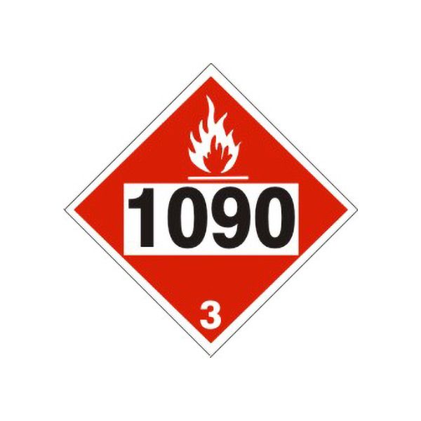 1090 Acetone - Class 3 Placard, Rigid Vinyl, 10.75