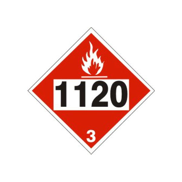 DOT Placard: 1120 Butanols - Class 3 Placard sign, Adhesive Vinyl, 10.75