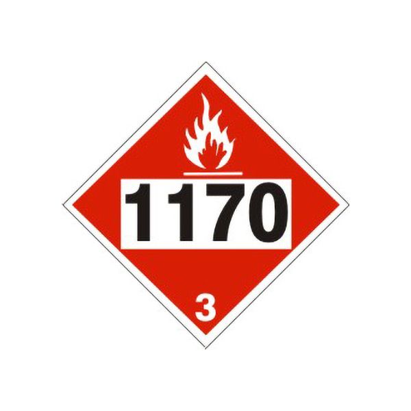 DOT Placard: 1170 Ethyl Alcohol, Ethanol - Class 3 Placard sign, Adhesive Vinyl, 10.75