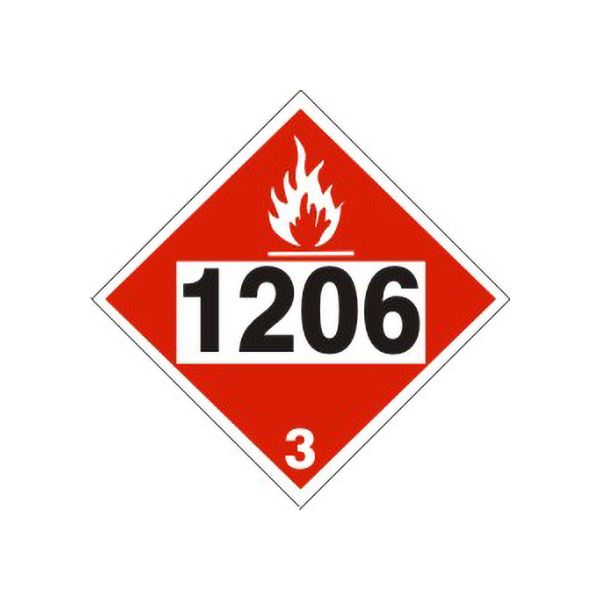 DOT Placard: 1206 Heptanes - Class 3 Placard sign, Adhesive Vinyl, 10.75