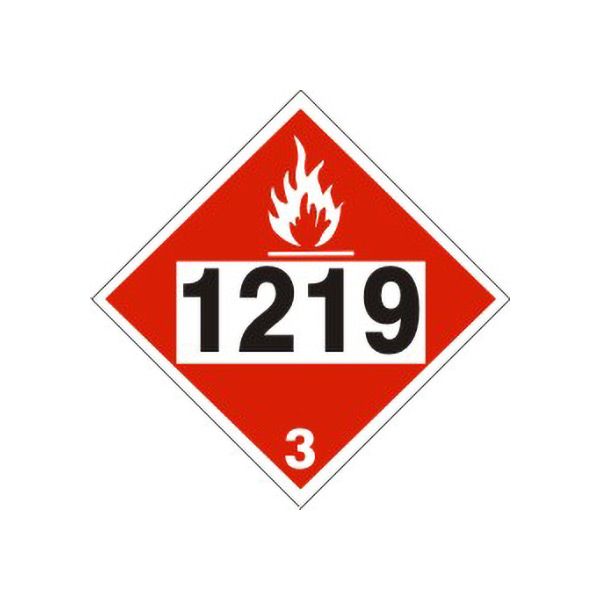 1219 Isopropanol - Class 3 Placard, Cardstock, 10.75