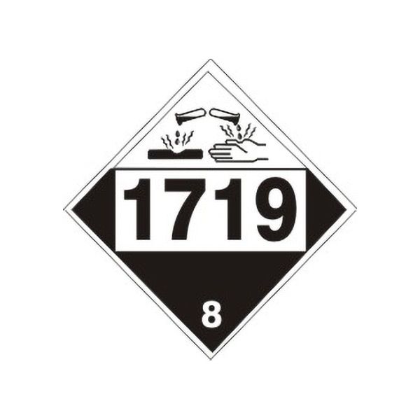 1719 Caustic Alkali Liquids, N.O.S. - Class 8 Placard, Cardstock, 10.75