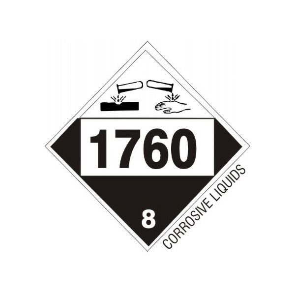 DOT Placard: 1760 Corrosive Liquids - Class 8 Placard sign, Adhesive Vinyl, 10.75