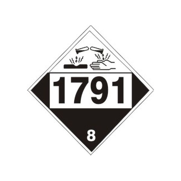 1791 Hypochlorite Solutions, N.O.S. - Class 8 Placard, Magnetic, 10.75
