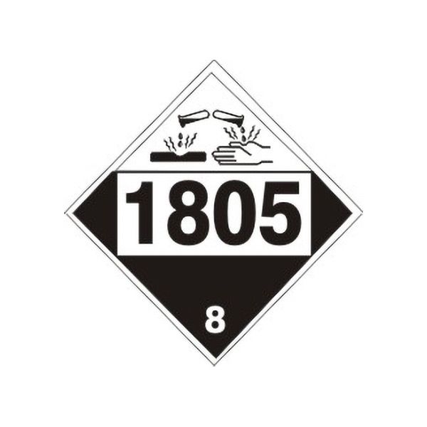 DOT Placard: 1805 Phosphoric Acid - Class 8 Placard sign, Adhesive Vinyl, 10.75