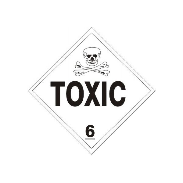 DOT Placard: Poison Picto Toxic - Class 6 Placard sign, Adhesive Vinyl, 10.75