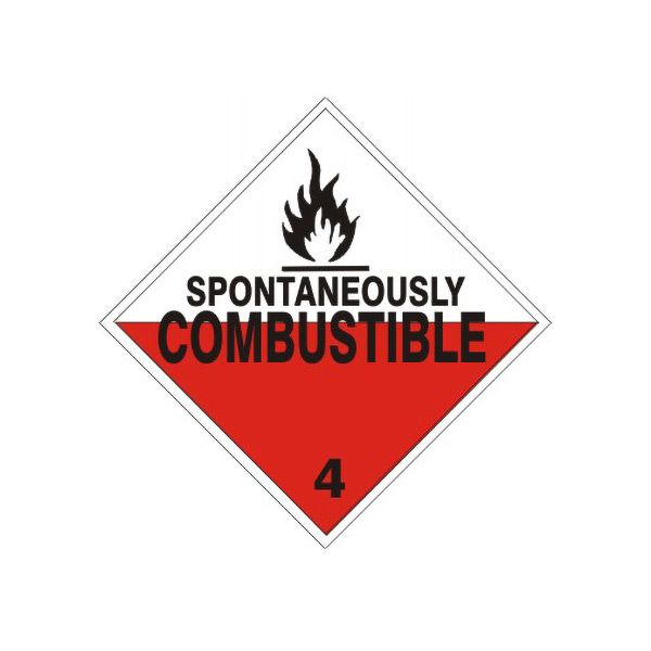 Spontaneously Combustible Fire Picto - Class 4 Placard, Magnetic, 10.75