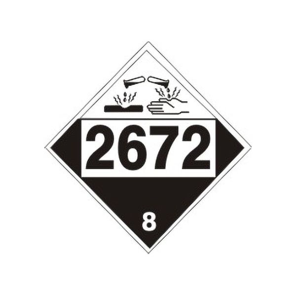 2672 Ammonia Solutions - Class 8 Placard, Rigid Vinyl, 10.75