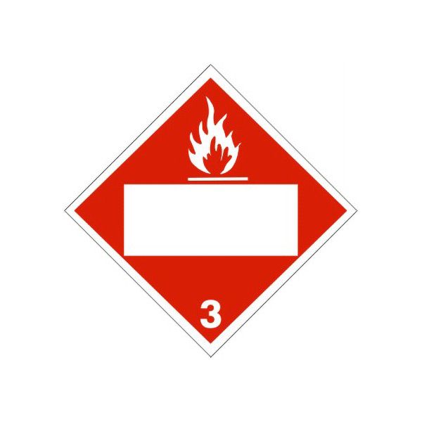 Flame Picto Flammable Liquid Blank - Class 3 Placard, Magnetic, 10.75