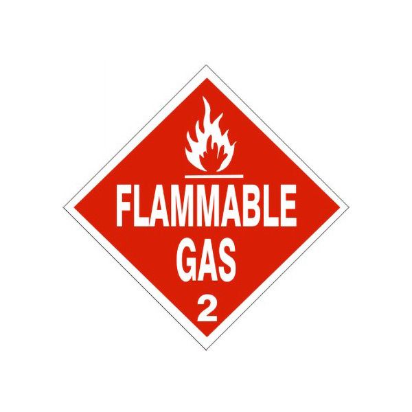 Flammable Gas - Class 2 Dot Placard, Rigid Vinyl, 10.75