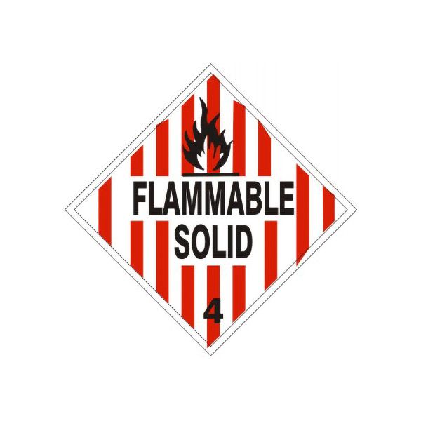 Flammable Solid With Vertical Red Stripes - Class 4 Placard, Magnetic, 10.75