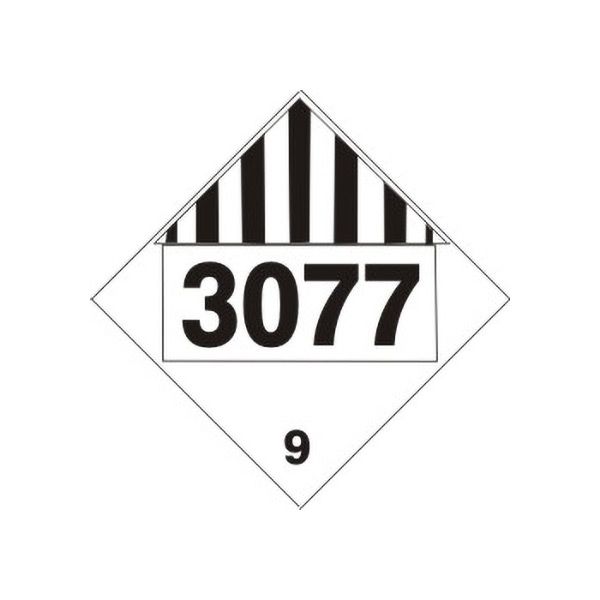 DOT Placard: 3077 Environmental Hazardous Substances  Solid - Class 9 Placard sign, Adhesive Vinyl, 10.75