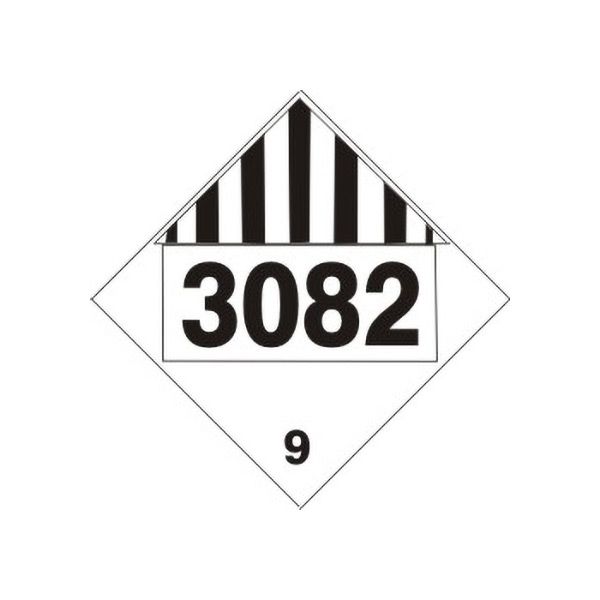 DOT Placard: 3082 Environmental Hazardous Substances  Solid - Class 9 Placard sign, Adhesive Vinyl, 10.75