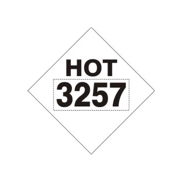 DOT Placard: 3257 Hot Asphalt - Class 9 Placard sign, Adhesive Vinyl, 10.75