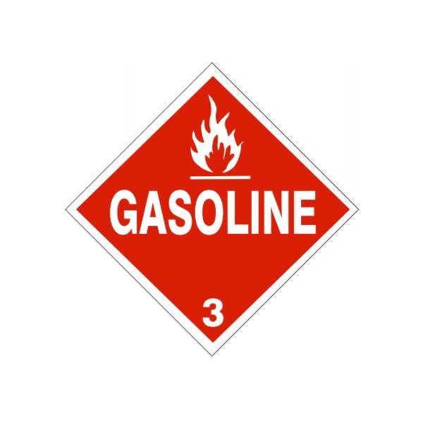 Gasoline With Flame Picto - Class 3 Placard, Magnetic, 10.75