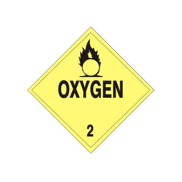 Oxygen - Class 2 Dot Placard, Rigid Vinyl, 10.75
