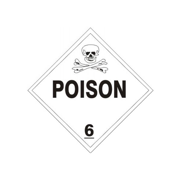 DOT Placard: Poison With Poison Picto - Class 6 Placard sign, Adhesive Vinyl, 10.75