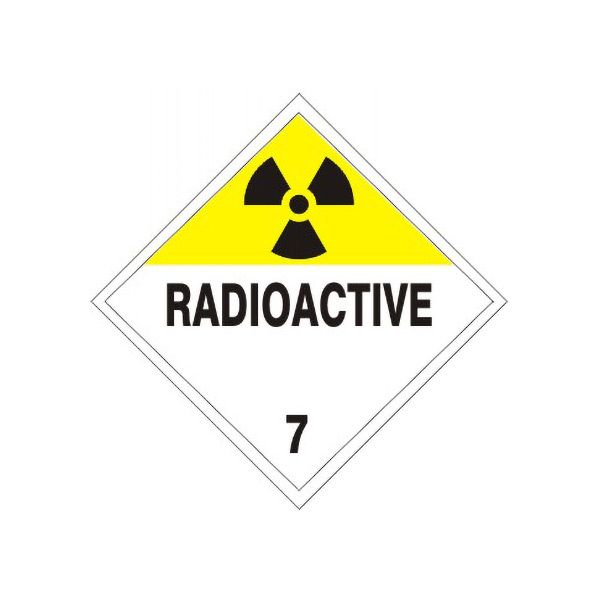 DOT Placard: Radioactive With Rad Symbol - Class 7 Placard sign, Adhesive Vinyl, 10.75