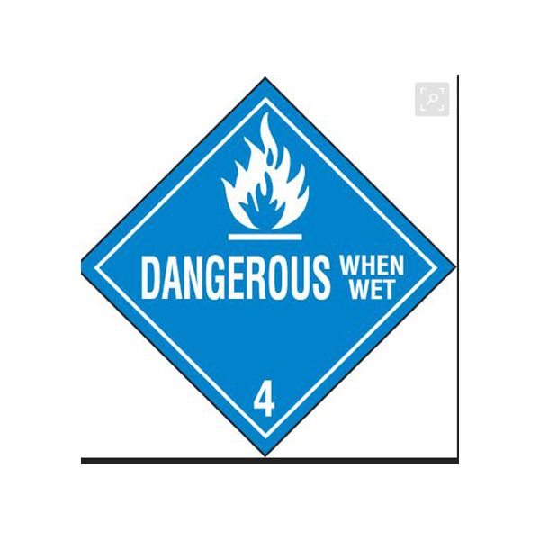 Dangerous When Wet - Class 4 Placard, Cardstock, 10.75