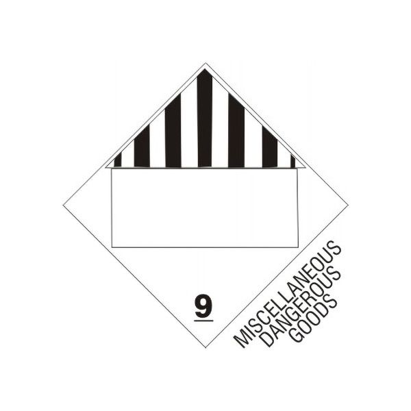 DOT Placard: Miscellaneous Dangerous Goods Blank - Class 9 Placard sign, Adhesive Vinyl, 10.75