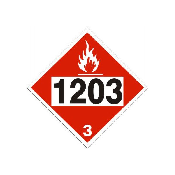 DOT Placard: 1203 Gasoline, Gasohol, Petrol - Class 3 Placard sign, Adhesive Vinyl, 10.75