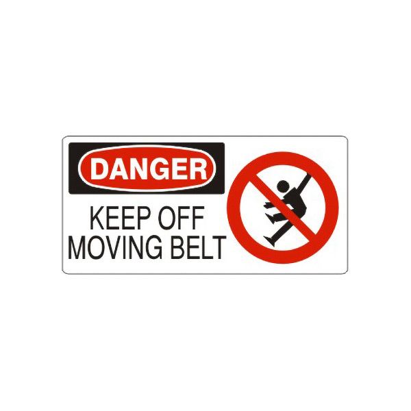 Danger: Keep Off Moving Belt With Falling Picto, Plastic (.040), 5X12