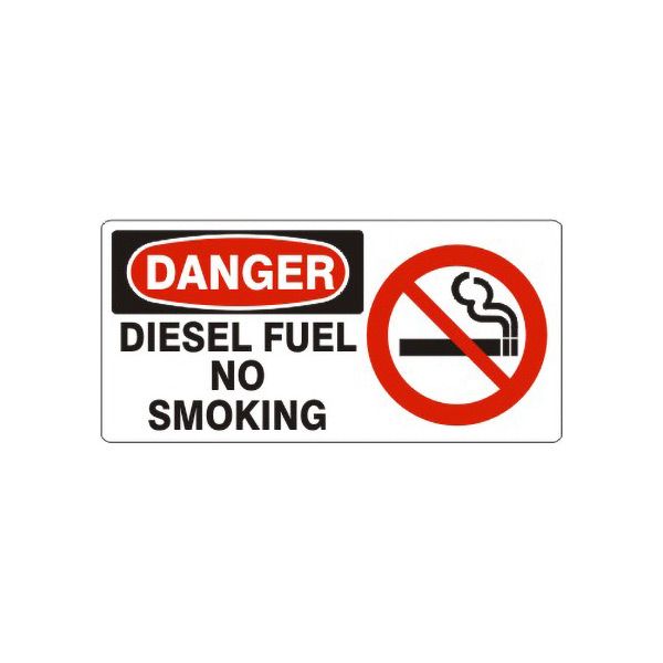 Danger Diesel Fuel No Smoking Smoking Picto sign, Aluminum (.040), 7X17