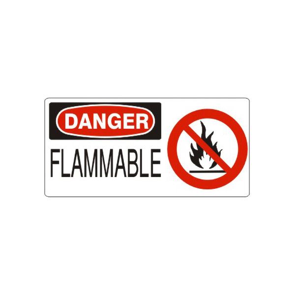 Danger: Flammable With  Flame Picto, Plastic (.040), 5X12