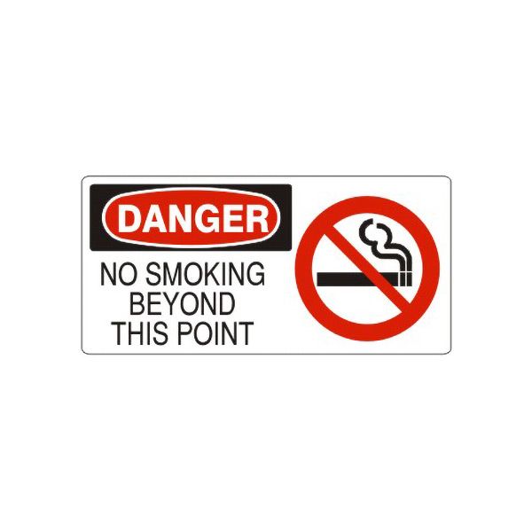 Danger: No Smoking Beyond This Point With Smoking Picto, Plastic (.040), 5X12