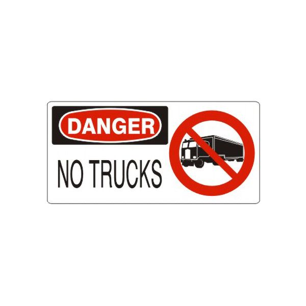 Danger: No Trucks With Truck Picto, Plastic (.040), 7X17