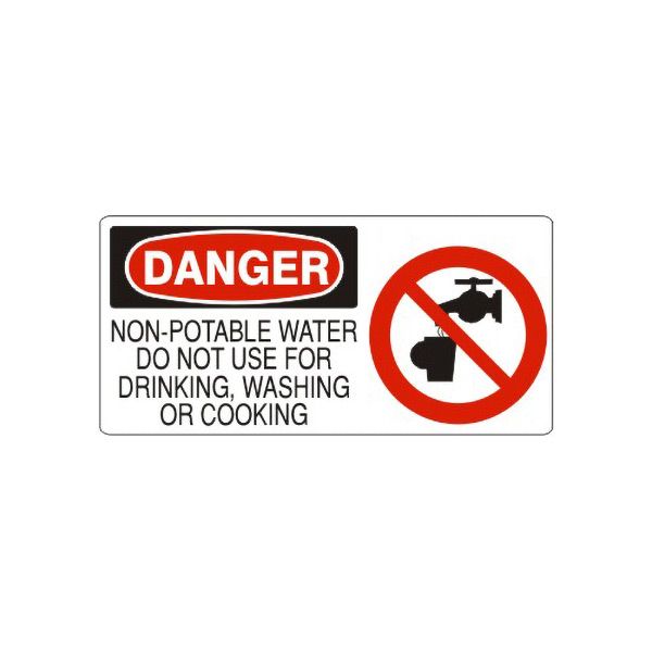 Danger: Non-Potable Water Do Not Use For Drinking  Washing  Or, Plastic (.040), 7X17