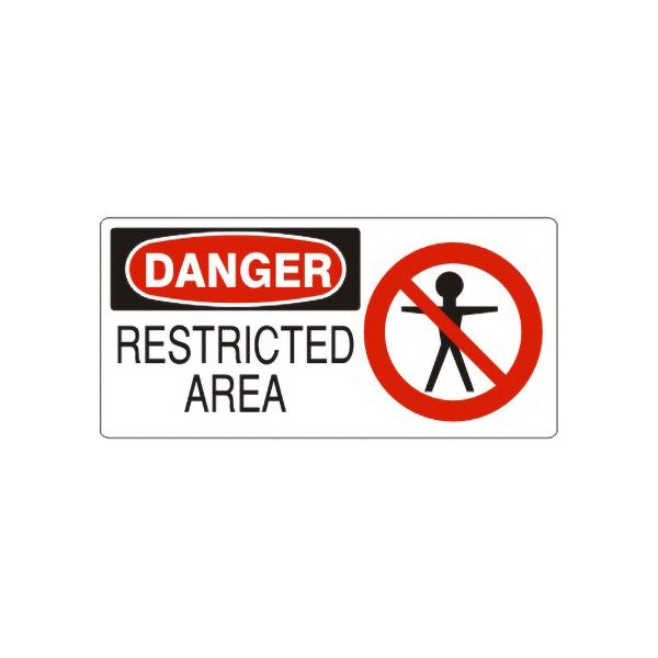 Danger: Restricted Area With Person Picto, Plastic (.040), 5X12
