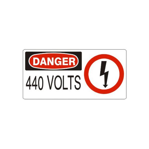 Danger: 440 Volts With Lightning Picto, Plastic (.040), 5X12