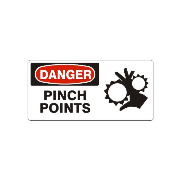Danger: Pinch Points With  Picto, Plastic (.040), 5X12