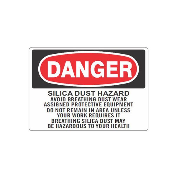 Danger: Silica Dust Hazard Avoid Breathing Dust - Silica Danger Sign, Plastic (.040), 10X14