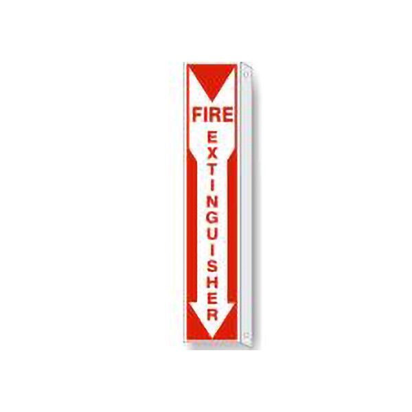 Fire Extinguisher Wht/Red Down Arrow With  Flange, Plastic (.040), 20X4