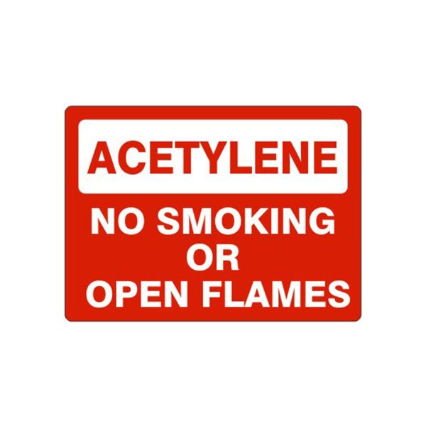 Acetylene No Smoking Or Open Flames, Plastic (.040), 10X14