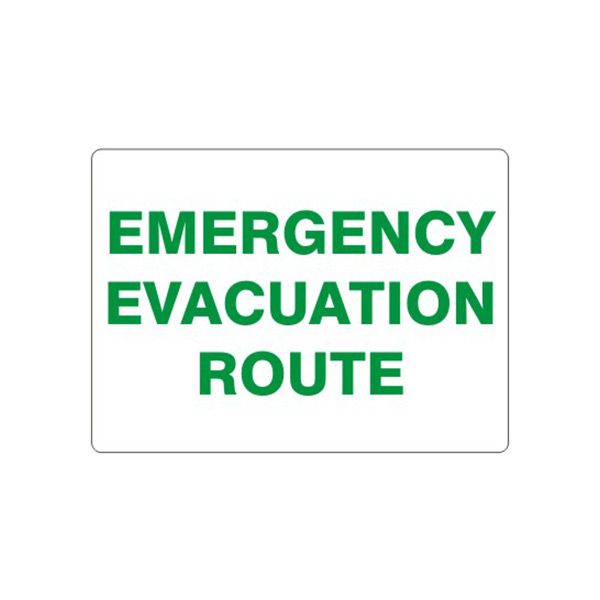Emergency Evacuation Route sign, Adhesive Vinyl, 7X10