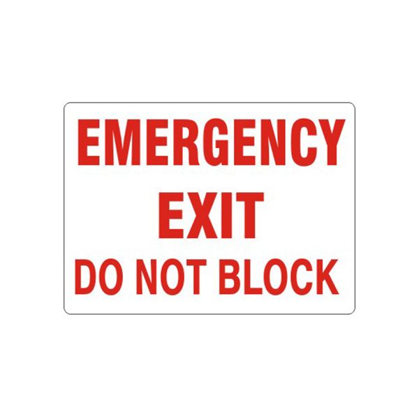 Emergency Exit Do Not Block sign, Aluminum (.040), 14X20