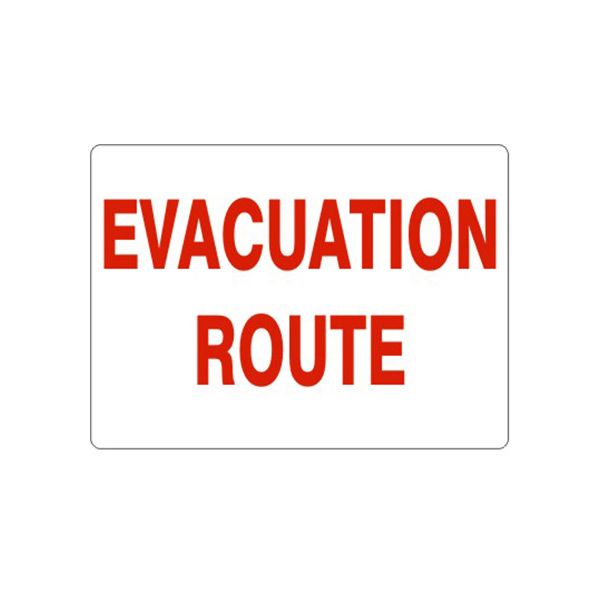 Evacuation Route-Red On White, Plastic (.040), 14X20