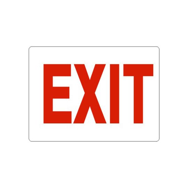 Exit Sign- Red On White sign, Adhesive Vinyl, 7X10