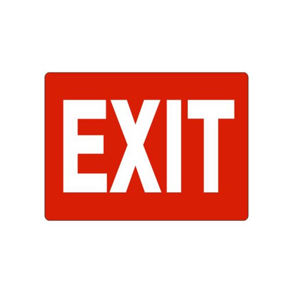Exit Sign- White On Red, Plastic (.040), 7X10