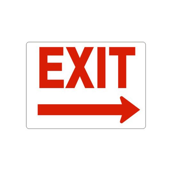 Exit Right Arrow- Red On White sign, Aluminum (.040), 7X10