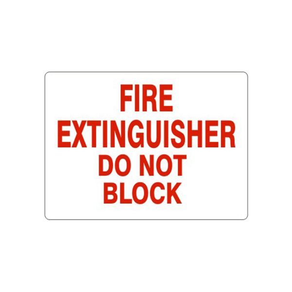 Fire Extinguisher Do Not Block sign, Adhesive Vinyl, 14X20